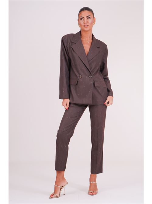 Giacca doppio petto gessata Luckylu Milano | GI80GEBROWN